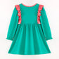 GIRLS CHRISTMAS SANTA CLAUS APPLIQUE COTTON DRESS