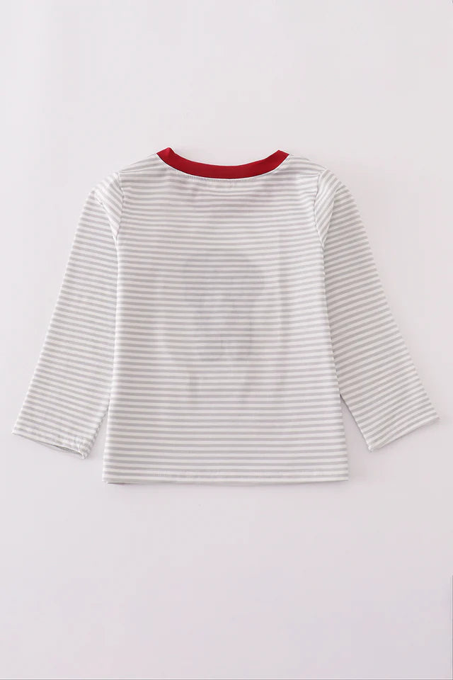 Alabama Elephant French Knot Striped Top