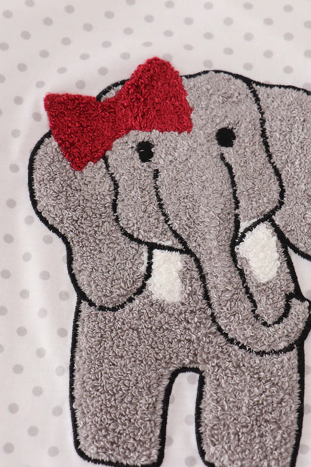 ALABAMA POLKA DOT ELEPHANT FRENCH KNOT BOW SKORT SET