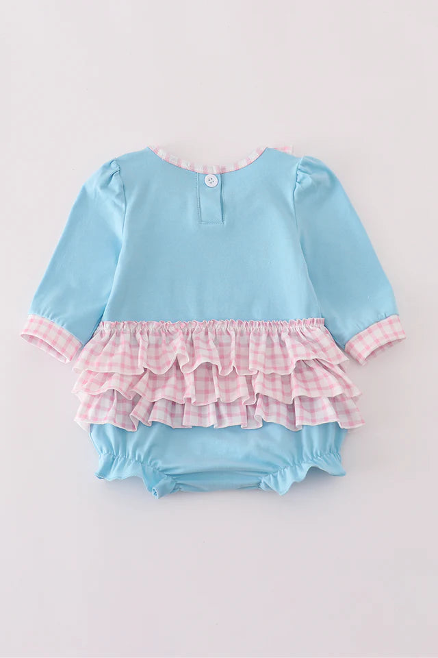 BLUE NOAH'S ARK APPLIQUE RUFFLE BUBBLE