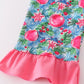 BLUE CHRISTMAS TREE SMOCKED RUFFLE JUMPSUIT SET