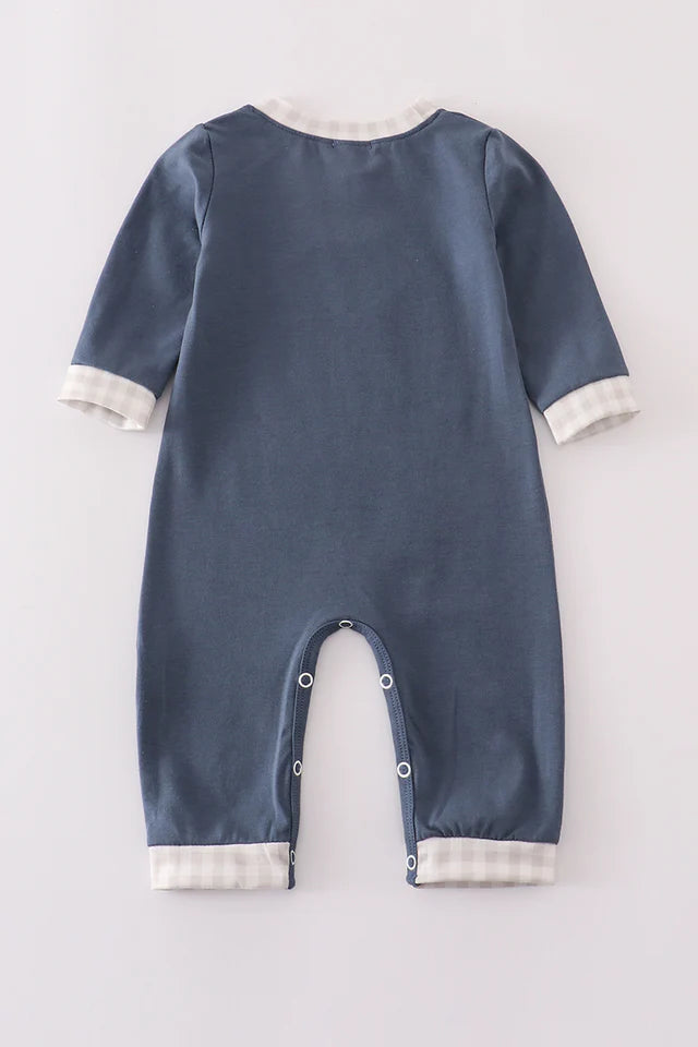 NAVY PUPPY APPLIQUE ROMPER