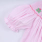 PINK CHRISTMAS TREE HAND SMOCKED DRESS