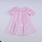 PINK CHRISTMAS TREE HAND SMOCKED DRESS