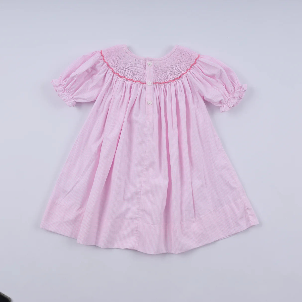 PINK CHRISTMAS TREE HAND SMOCKED DRESS