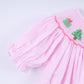 PINK CHRISTMAS TREE HAND SMOCKED RUFFLE PANTS SET