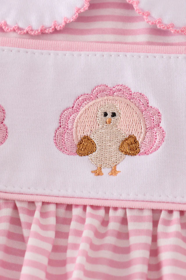 PINK TURKEY EMBROIDERY STRIPE BUBBLE