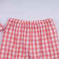 RED CHRISTMAS SANTA CLAUS HAND SMOCKED PLAID RUFFLE PANTS SET