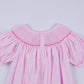 PINK CHRISTMAS TREE HAND SMOCKED RUFFLE ROMPER