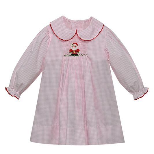 Pink Smocked Santa Dress