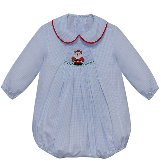 Blue gingham Santa bubble