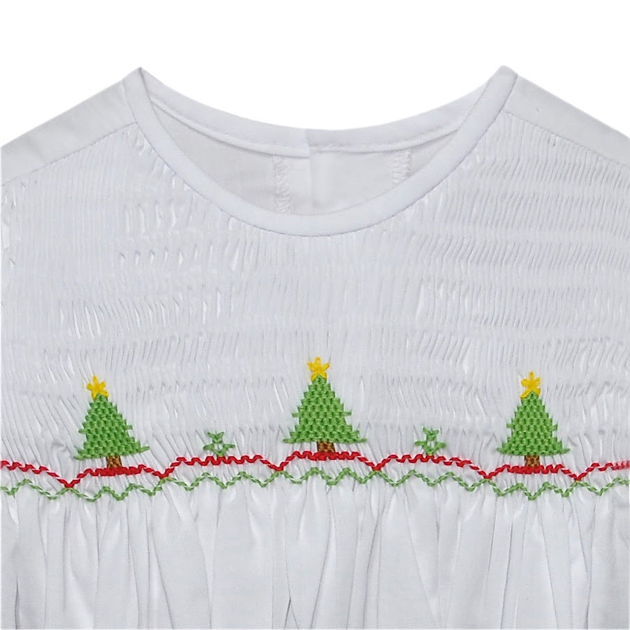 White Smocked Christmas Tree Bubble