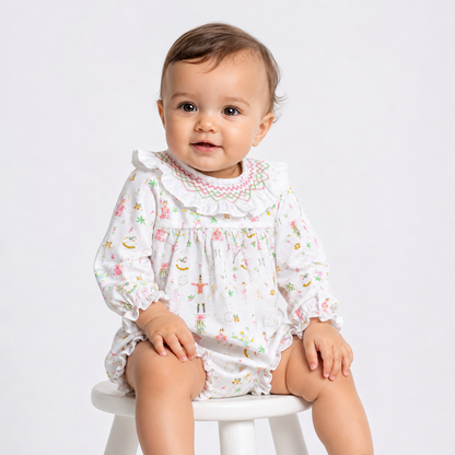 HAND Smocked Ballerina Girl Bubble