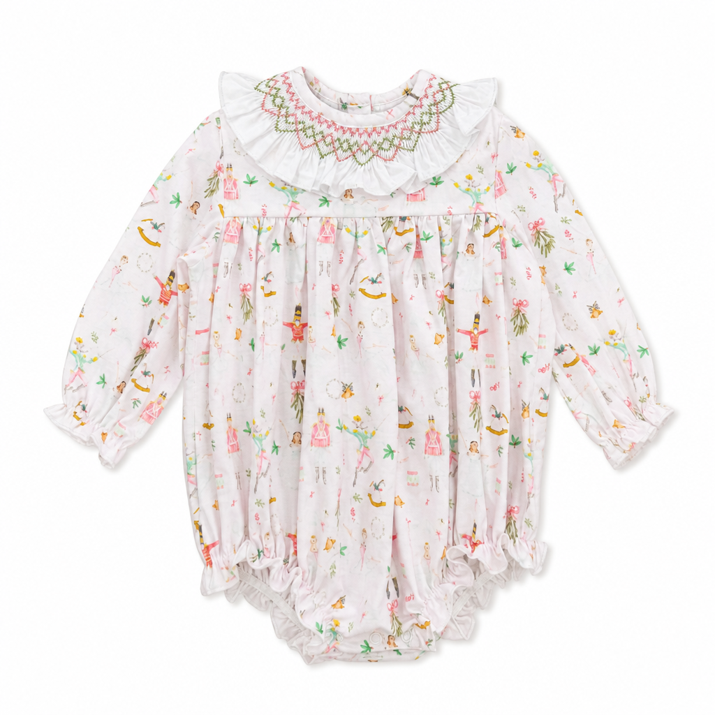 HAND Smocked Ballerina Girl Bubble
