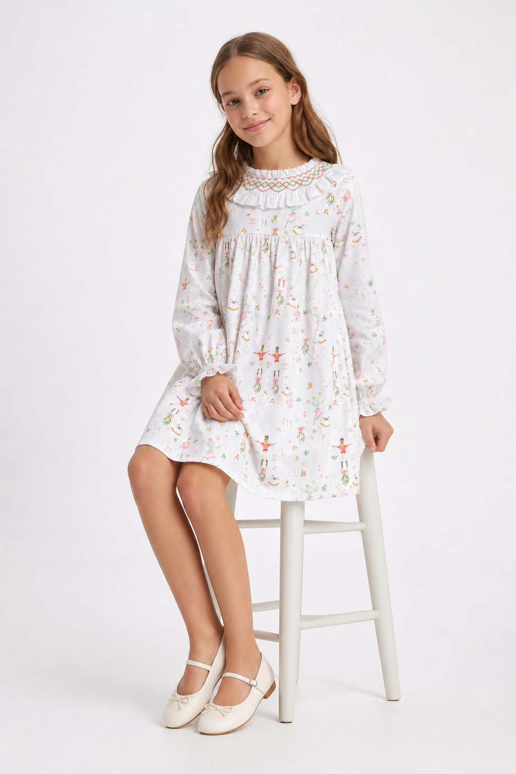 HAND Smocked Ballerina Girl Dress