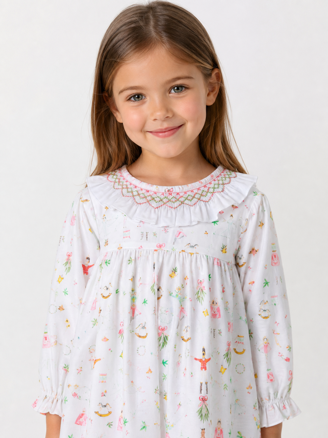 HAND Smocked Ballerina Girl Dress