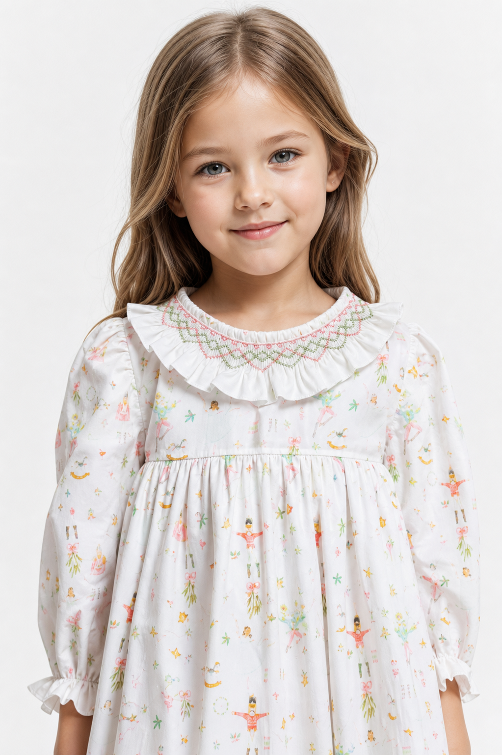HAND Smocked Ballerina Girl Dress