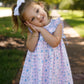 Geometric smocked floral dress for girls