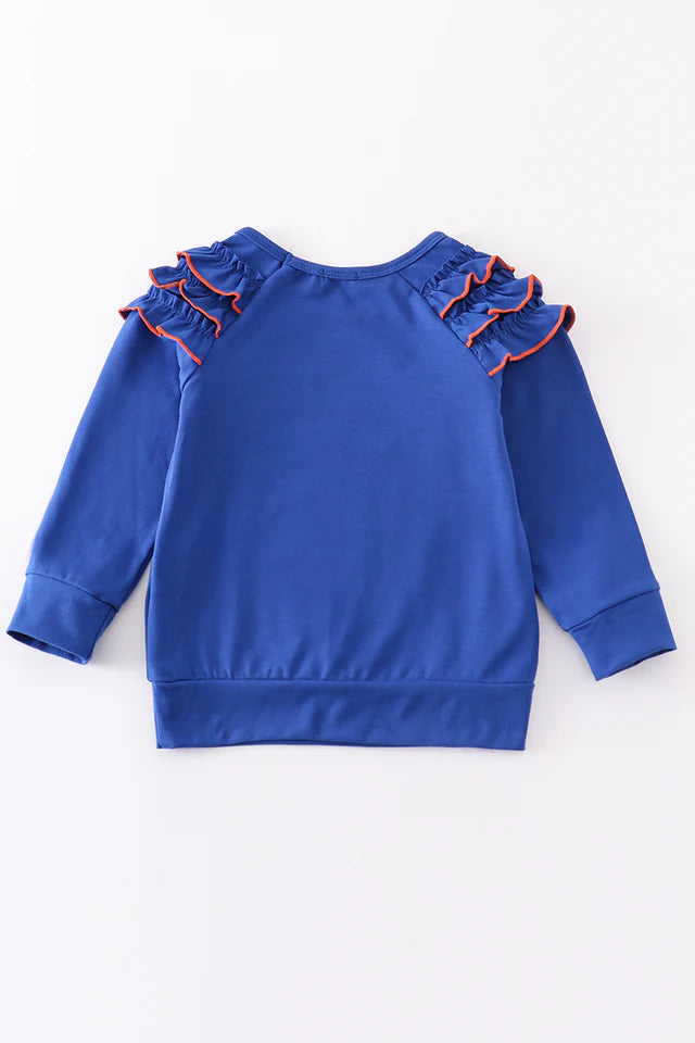 BLUE CHOMP EMBROIDERY GIRL TOP-Gators