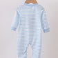 BLUE STRIPE REINDEER APPLIQUE ROMPER-Boys