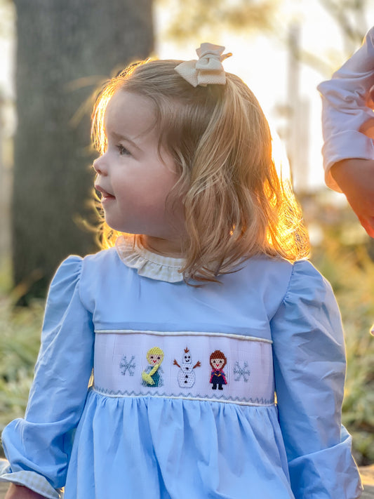 Frozen Light Blue Handsmocked Bubble