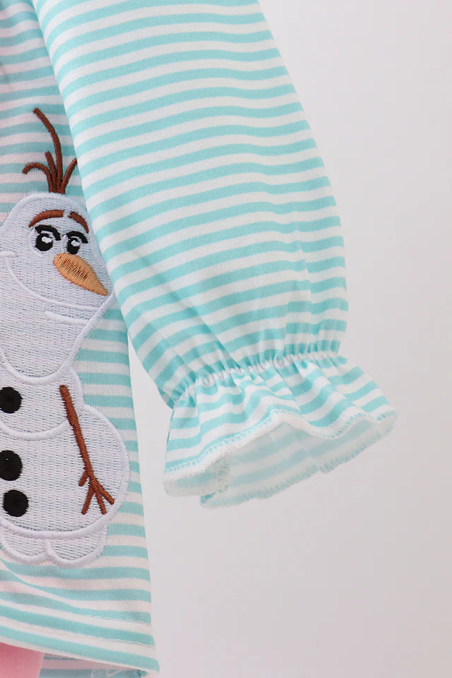 BLUE CHARACTER EMBROIDERY RUFFLE BUBBLE -Frozen Ice Girls