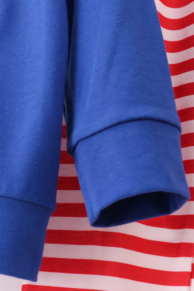 BLUE CHARACTER APPLIQUE PANTS SET