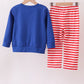 BLUE CHARACTER APPLIQUE PANTS SET