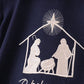 Navy nativity embroidery girl bubble