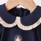 Navy nativity embroidery girl bubble