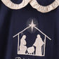 Navy nativity embroidery girl dress