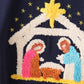NAVY NATIVITY FRENCH KNOT RUFFLE BUBBLE