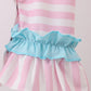 PINK CHRISTMAS TREE SMOCKED   STRIPE RUFFLE ROMPER