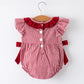 Roll Tide Machine Embroidery Gingham Baby Girl Romper with Red Bow