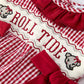 Roll Tide Machine Embroidery Gingham Baby Girl Romper with Red Bow