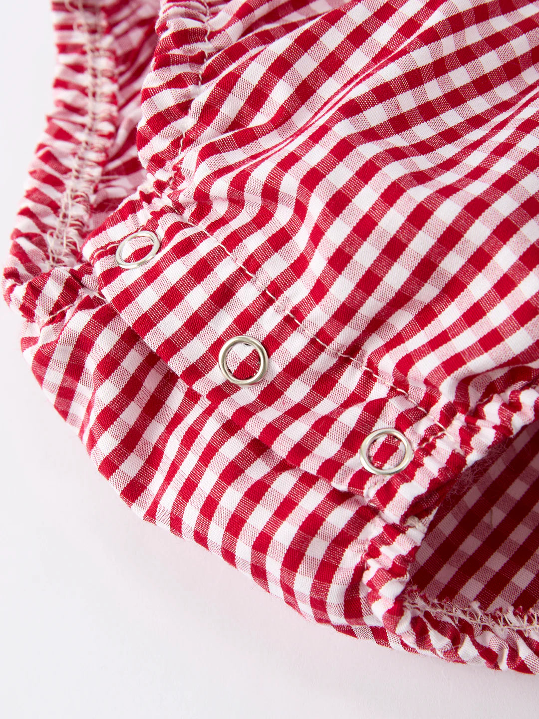 Roll Tide Machine Embroidery Gingham Baby Girl Romper with Red Bow
