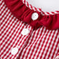Roll Tide Machine Embroidery Gingham Baby Girl Romper with Red Bow