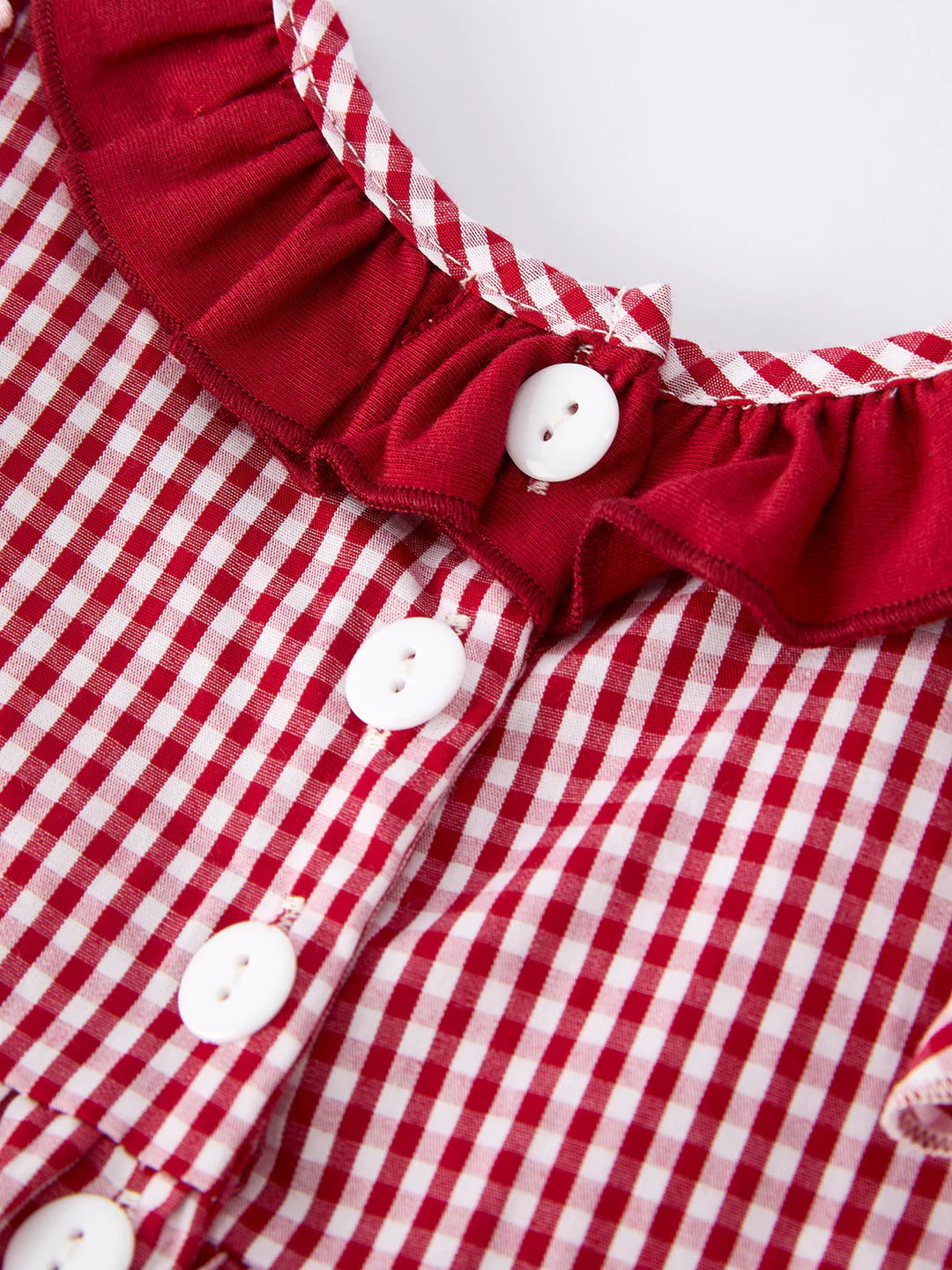 Roll Tide Machine Embroidery Gingham Baby Girl Romper with Red Bow