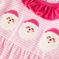 Christmas Santa Applique Pink Striped Baby Girls Romper with Red Ruffle Trim