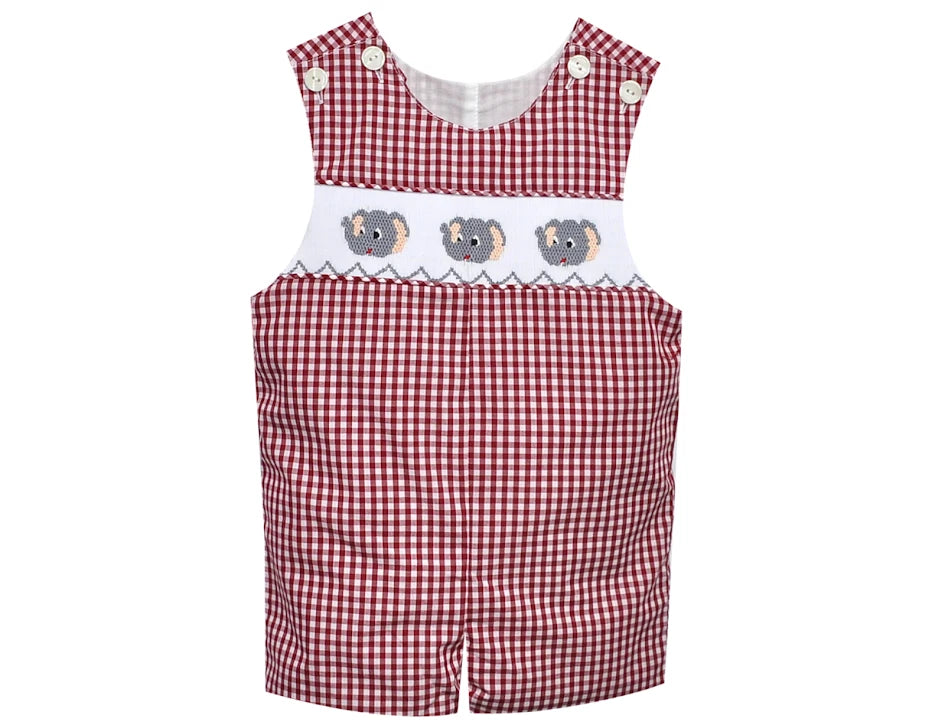 ELEPHANT Crimson/Gray Smocked Shortall