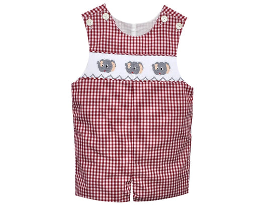 ELEPHANT Crimson/Gray Smocked Shortall