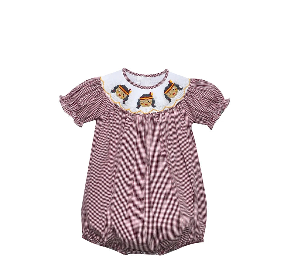 SEMINOLE garnet.Gold Smocked Bubble
