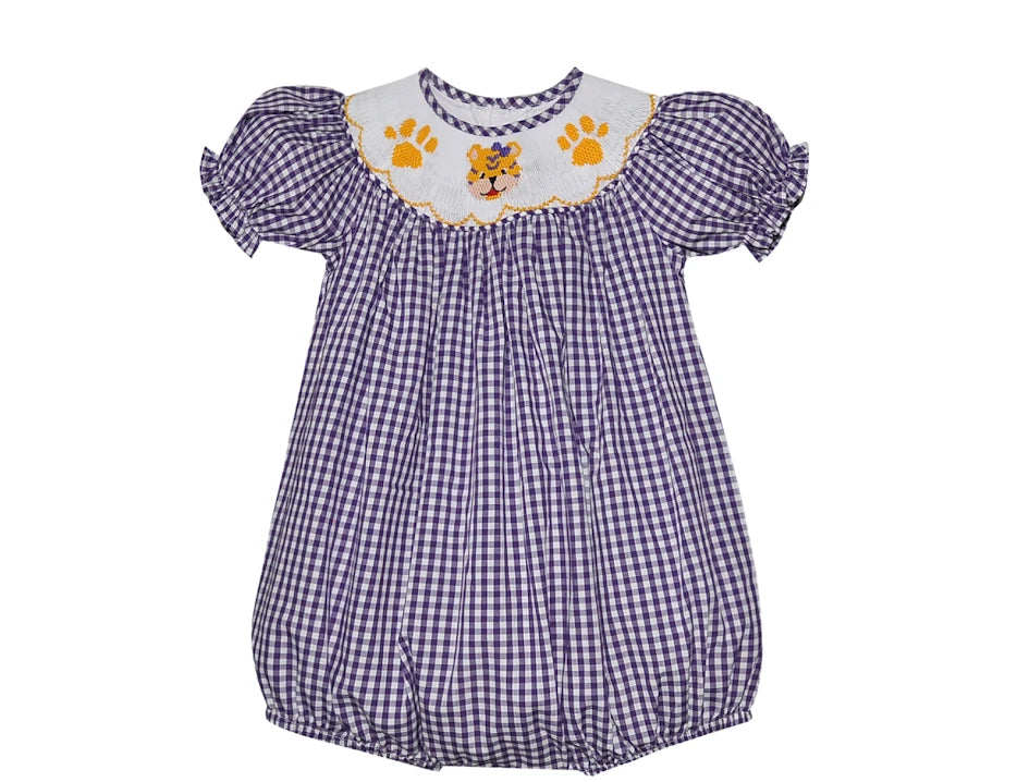 TIGER Purple/Gold Smocked Bubble