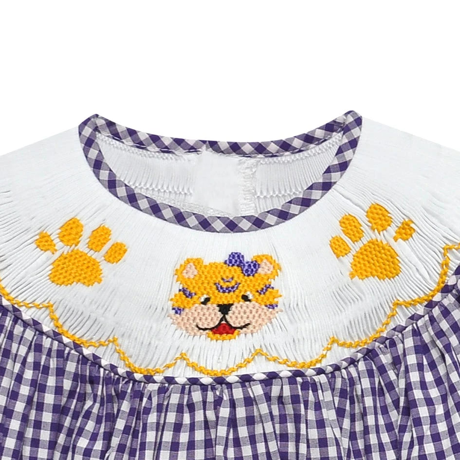 TIGER Purple/Gold Smocked Bubble