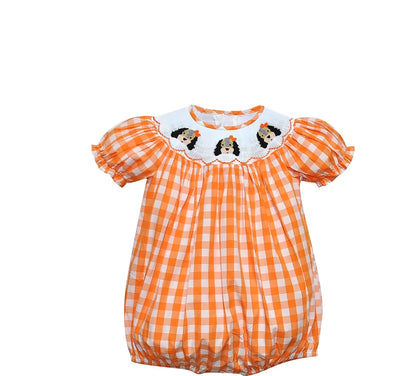 HOUND DOG Orange/White Smocked Bubble