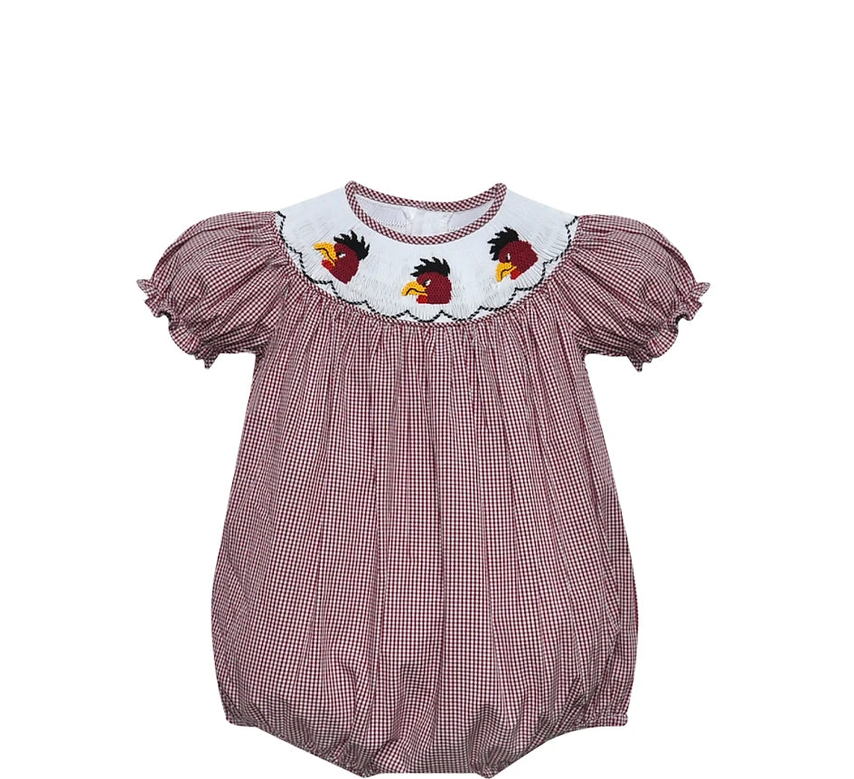 Gamecock Black/Garnet Smocked Bishop Girl Bubble