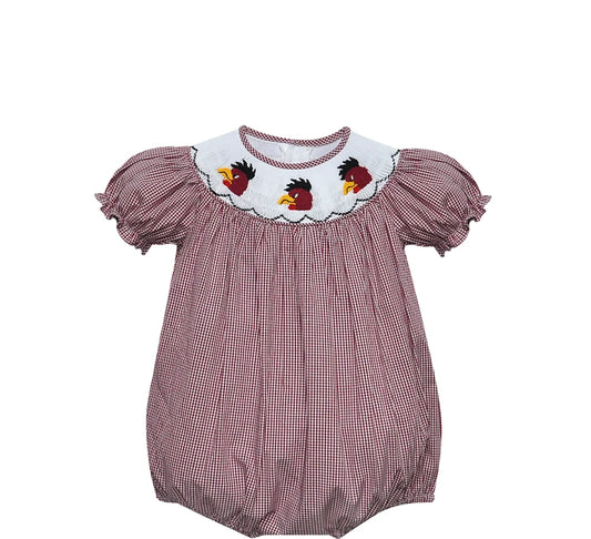 Gamecock Black/Garnet Smocked Bishop Girl Bubble