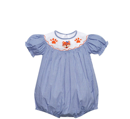 Tiger Navy/Orange Smocked Bishop Girl Bubble