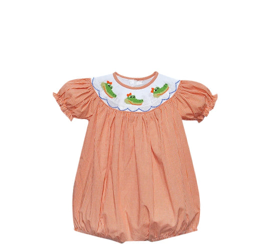 Gator Orange/Blue Smocked Bishop Girl Bubble