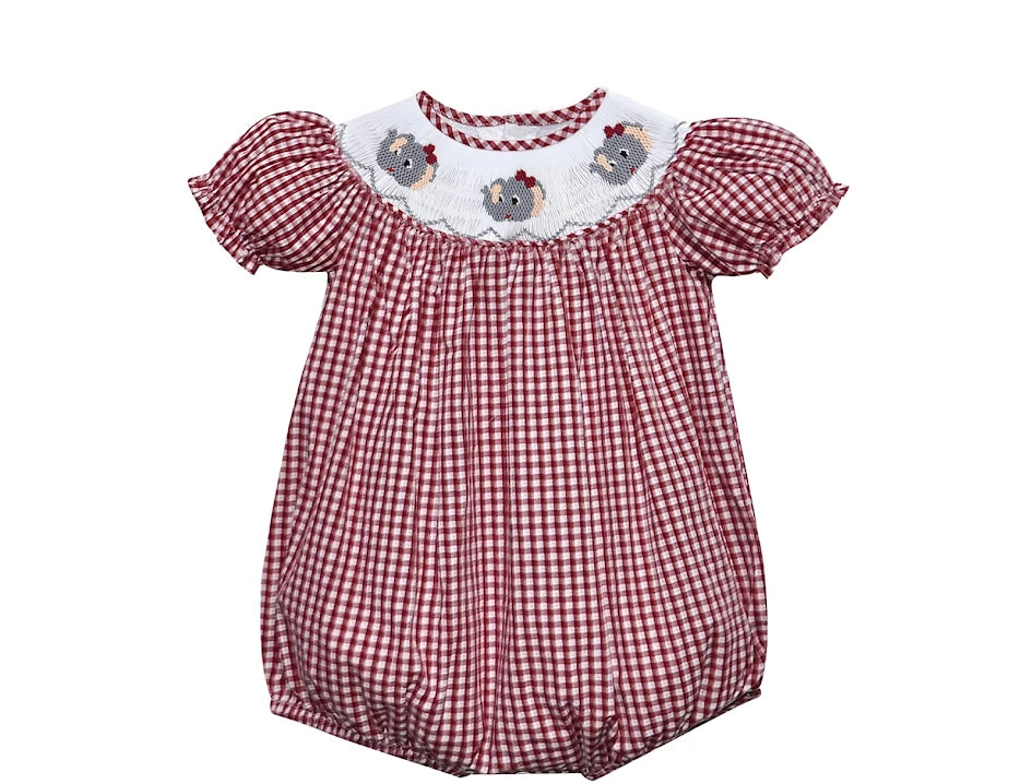 Elephant Crimson/Gray Smocked Bishop Girl Bubble